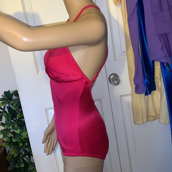 Vintage 70s 80s Striking hot pink Fuschia backless one piece swimsuit b cup - Picture 6 of 15